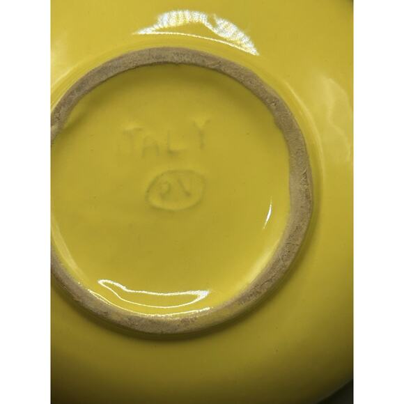 Vintage Italian Peasant Village Yellow Ceramic Divided Serving Bowl w/ Handle - Picture 6 of 9